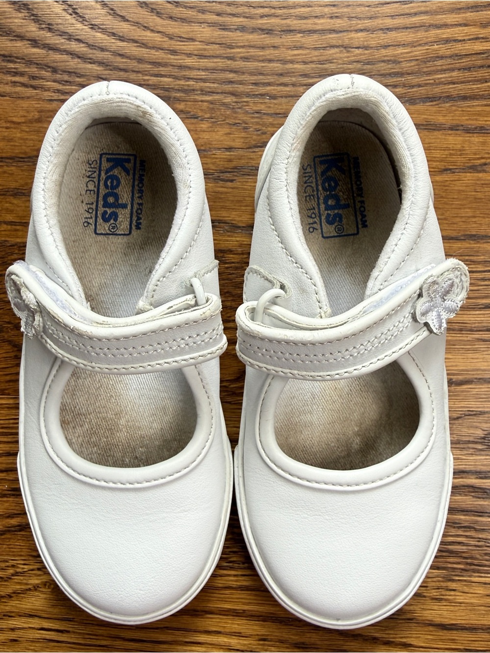 Keds Ella White Girls' Classic Leather Mary Jane Sneakers Hook & Loop Size 8.5 - Picture 5 of 11